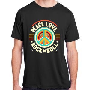 Peace Love And Rock And Roll Saying Rocker Motif Adult ChromaSoft Performance T-Shirt