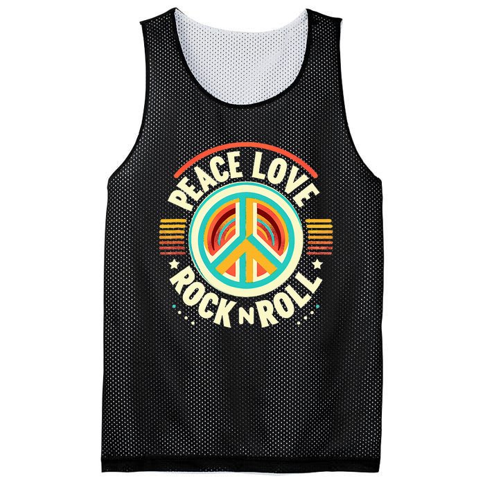 Peace Love And Rock And Roll Saying Rocker Motif Mesh Reversible Basketball Jersey Tank