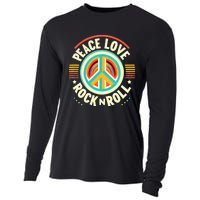 Peace Love And Rock And Roll Saying Rocker Motif Cooling Performance Long Sleeve Crew