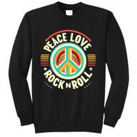 Peace Love And Rock And Roll Saying Rocker Motif Tall Sweatshirt