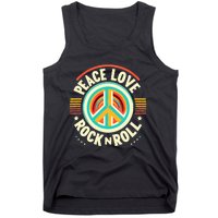 Peace Love And Rock And Roll Saying Rocker Motif Tank Top