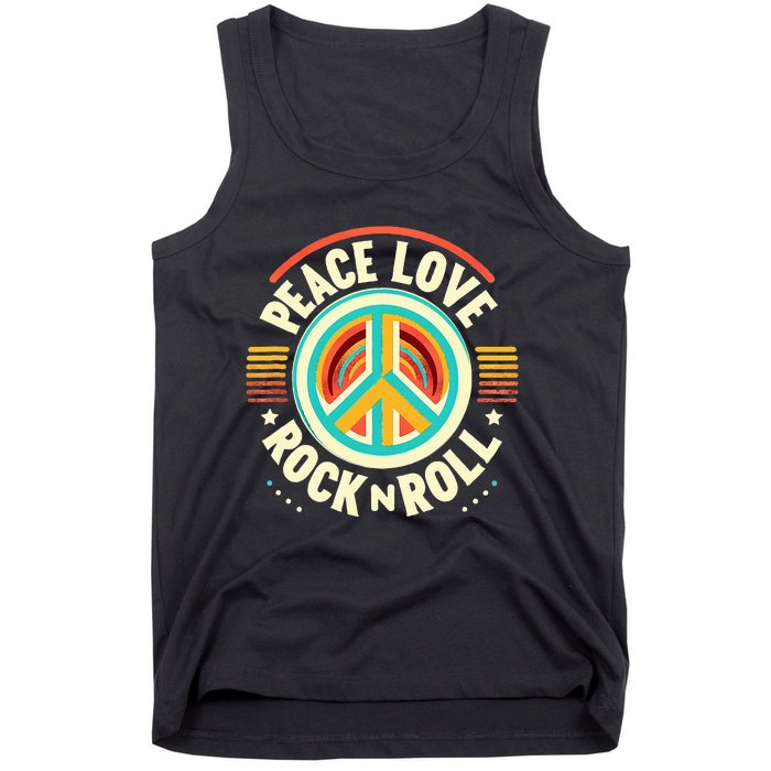 Peace Love And Rock And Roll Saying Rocker Motif Tank Top