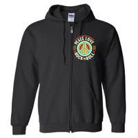 Peace Love And Rock And Roll Saying Rocker Motif Full Zip Hoodie