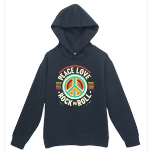 Peace Love And Rock And Roll Saying Rocker Motif Urban Pullover Hoodie