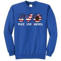 Peace Love And America Us Flag 4th Of July Sunflower Cute Gift Sweatshirt