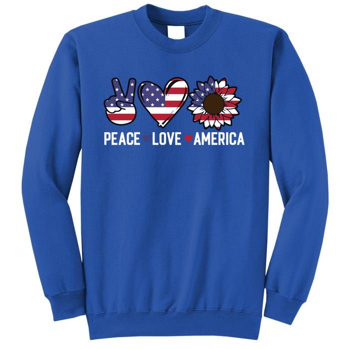 Peace Love And America Us Flag 4th Of July Sunflower Cute Gift Sweatshirt