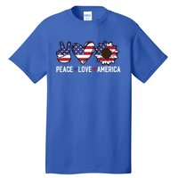 Peace Love And America Us Flag 4th Of July Sunflower Cute Gift Tall T-Shirt