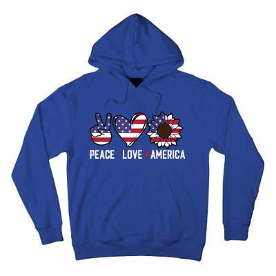 Peace Love And America Us Flag 4th Of July Sunflower Cute Gift Tall Hoodie