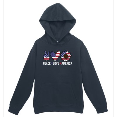 Peace Love And America Us Flag 4th Of July Sunflower Cute Gift Urban Pullover Hoodie