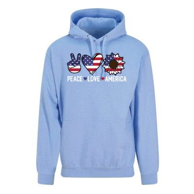 Peace Love And America Us Flag 4th Of July Sunflower Cute Gift Unisex Surf Hoodie