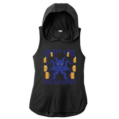 Party Like An Octopus Beer Ladies PosiCharge Tri-Blend Wicking Draft Hoodie Tank