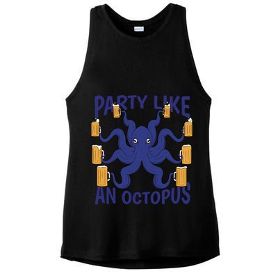 Party Like An Octopus Beer Ladies PosiCharge Tri-Blend Wicking Tank
