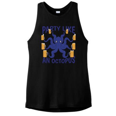 Party Like An Octopus Beer Ladies PosiCharge Tri-Blend Wicking Tank