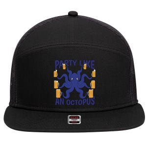 Party Like An Octopus Beer 7 Panel Mesh Trucker Snapback Hat