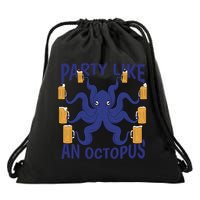 Party Like An Octopus Beer Drawstring Bag