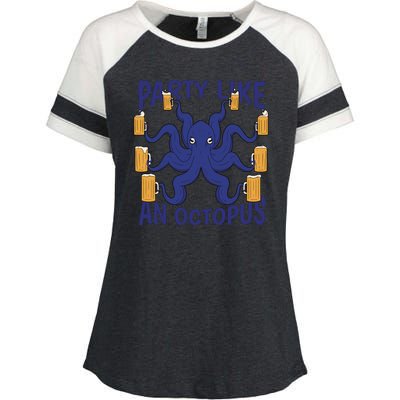 Party Like An Octopus Beer Enza Ladies Jersey Colorblock Tee