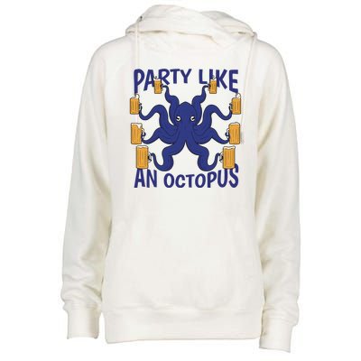 Party Like An Octopus Beer Womens Funnel Neck Pullover Hood