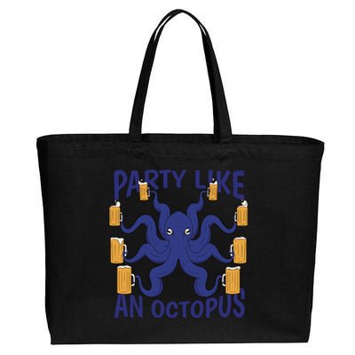 Party Like An Octopus Beer Cotton Canvas Jumbo Tote