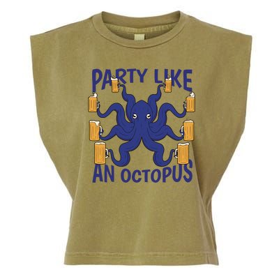 Party Like An Octopus Beer Garment-Dyed Women's Muscle Tee