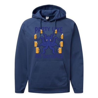 Party Like An Octopus Beer Performance Fleece Hoodie