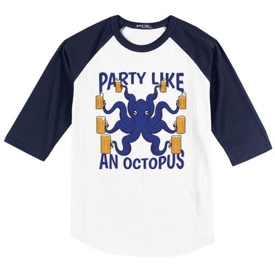 Party Like An Octopus Beer Baseball Sleeve Shirt