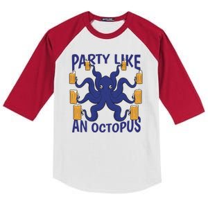 Party Like An Octopus Beer Kids Colorblock Raglan Jersey