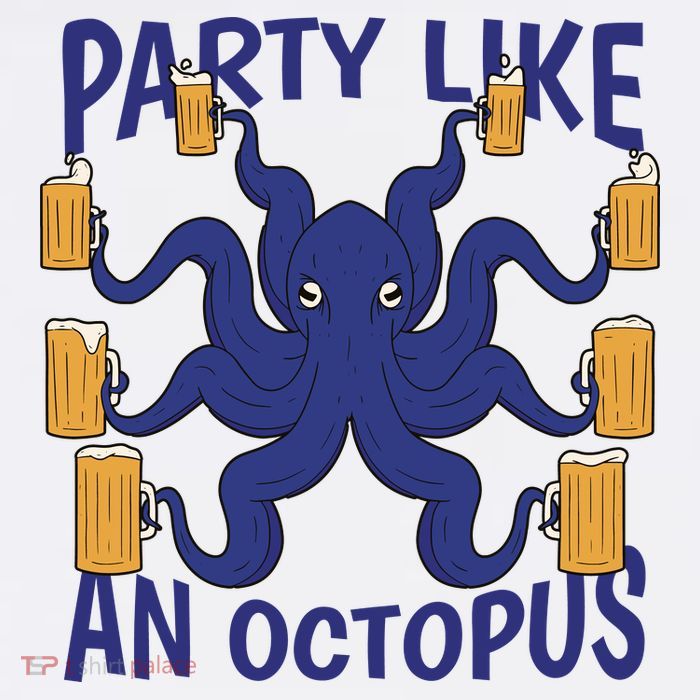 Party Like An Octopus Beer 11oz C Handle Ceramic Mug