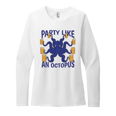 Party Like An Octopus Beer Womens CVC Long Sleeve Shirt