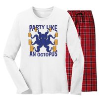 Party Like An Octopus Beer Women's Long Sleeve Flannel Pajama Set 