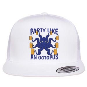 Party Like An Octopus Beer Flat Bill Trucker Hat