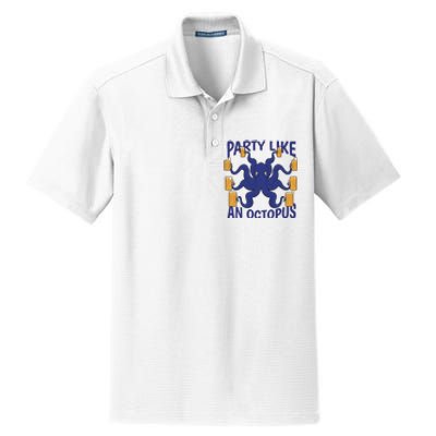 Party Like An Octopus Beer Dry Zone Grid Polo