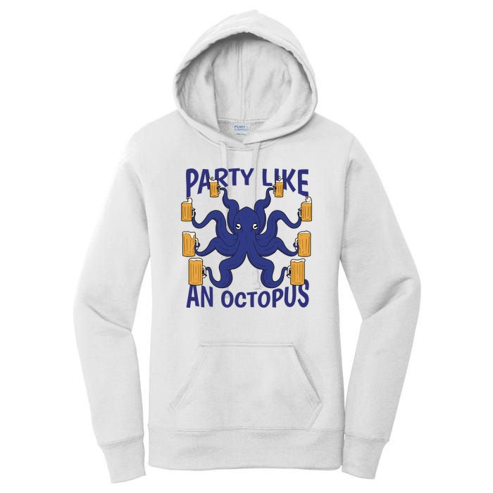 Party Like An Octopus Beer Women's Pullover Hoodie