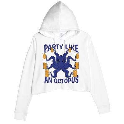 Party Like An Octopus Beer Crop Fleece Hoodie