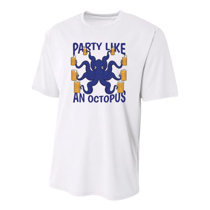 Party Like An Octopus Beer Youth Performance Sprint T-Shirt