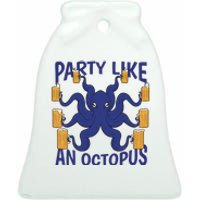 Party Like An Octopus Beer Ceramic Bell Ornament