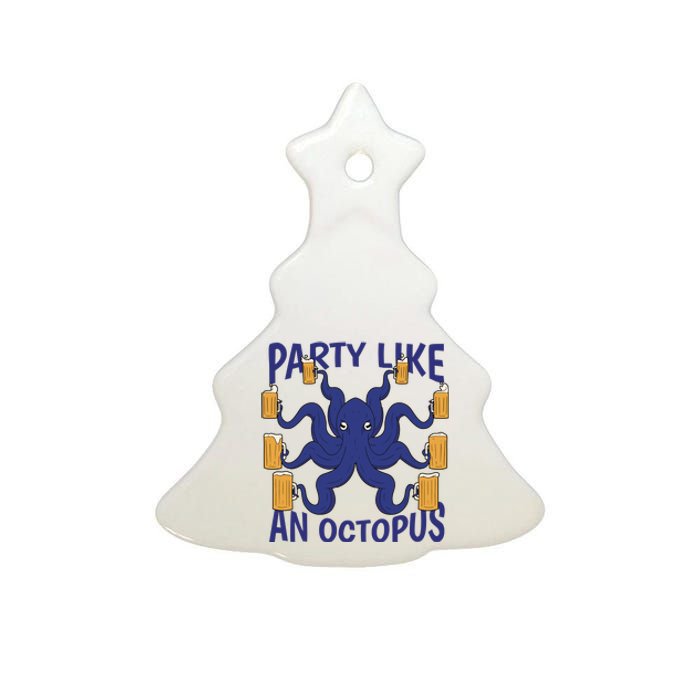 Party Like An Octopus Beer Ceramic Tree Ornament