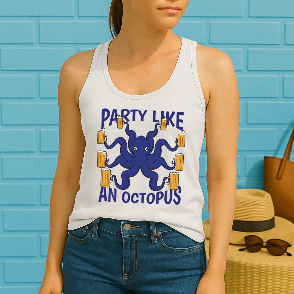 Party Like An Octopus Beer Womens Tank Top