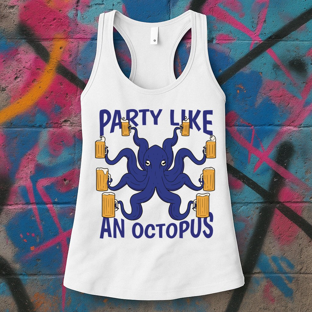 Party Like An Octopus Beer Womens Tank Top