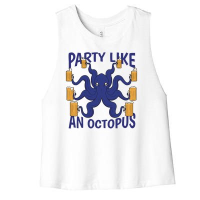 Party Like An Octopus Beer Women's Racerback Cropped Tank