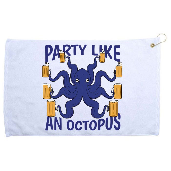 Party Like An Octopus Beer Grommeted Golf Towel