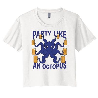 Party Like An Octopus Beer Women's Crop Top Tee