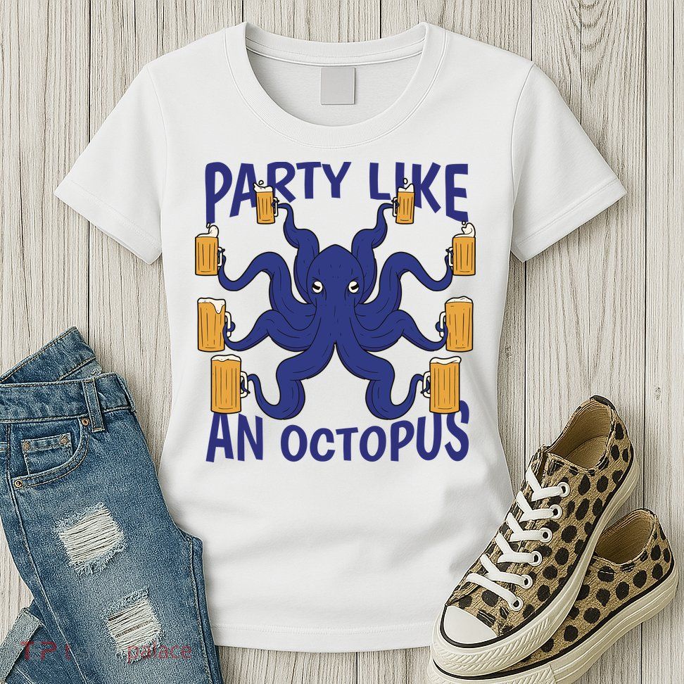 Party Like An Octopus Beer Womens T-Shirt