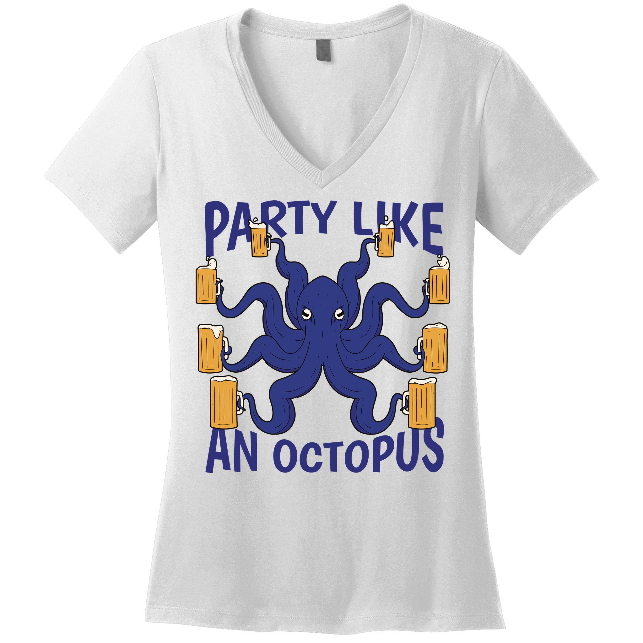 Party Like An Octopus Beer Women's V-Neck T-Shirt