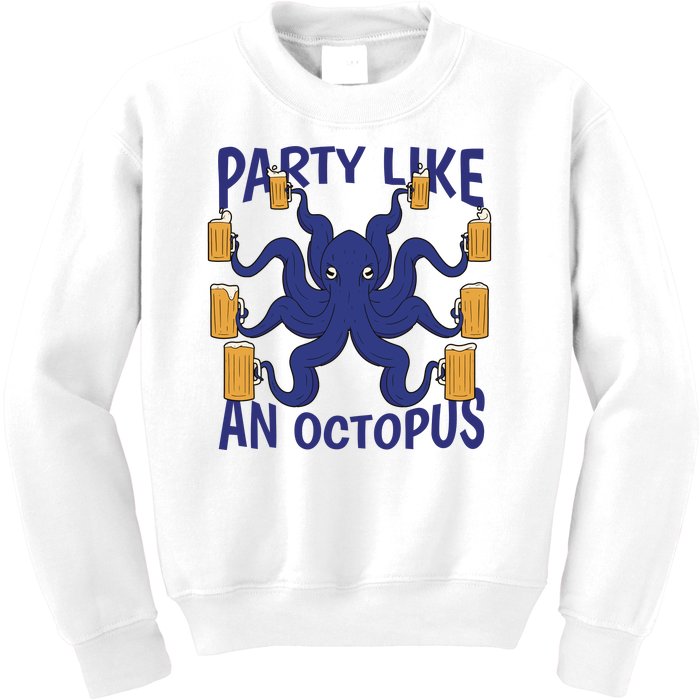 Party Like An Octopus Beer Kids Sweatshirt