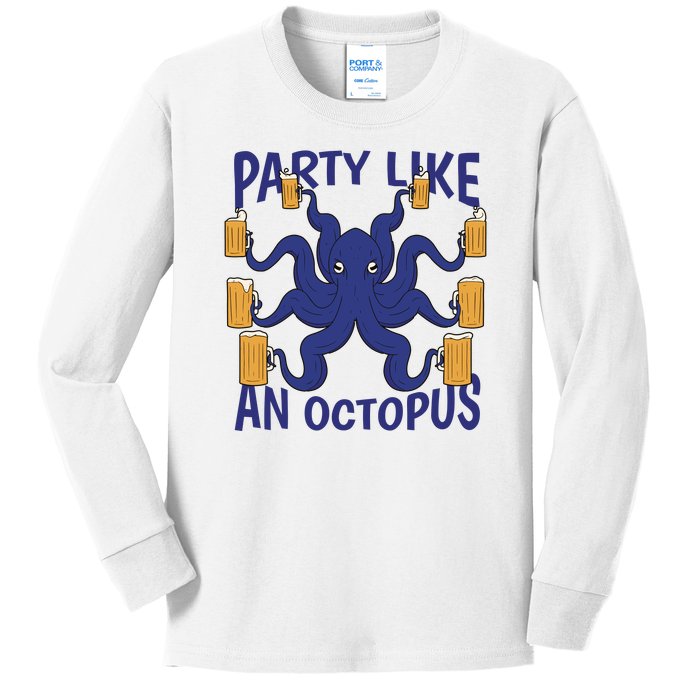 Party Like An Octopus Beer Kids Long Sleeve Shirt