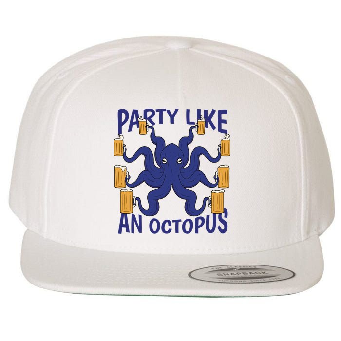 Party Like An Octopus Beer Wool Snapback Cap