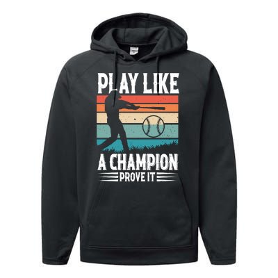 Play Like A Champion Prove It Vintage Sunset Retro Performance Fleece Hoodie