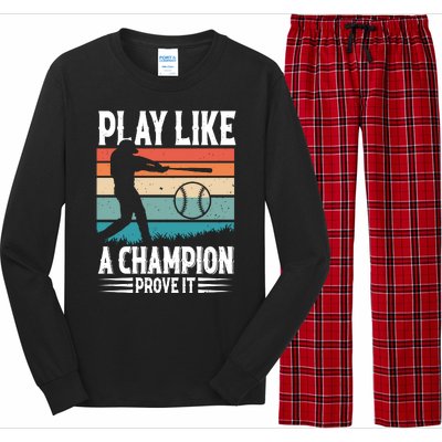 Play Like A Champion Prove It Vintage Sunset Retro Long Sleeve Pajama Set