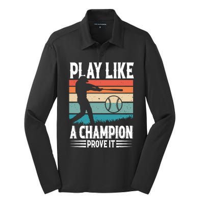 Play Like A Champion Prove It Vintage Sunset Retro Silk Touch Performance Long Sleeve Polo