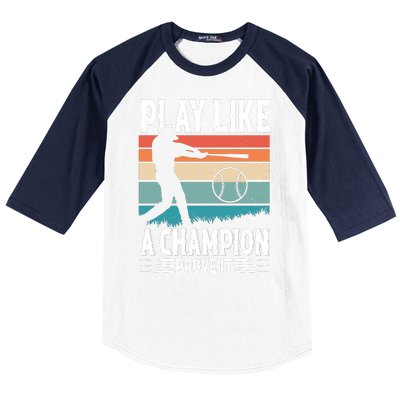 Play Like A Champion Prove It Vintage Sunset Retro Baseball Sleeve Shirt